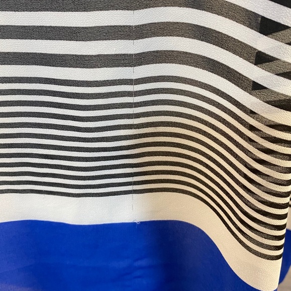 TORRID Tank Top Sheer Striped w Full Button Back Blue/Black/White-0X - Picture 3 of 3
